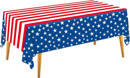 Gatherfun Disposable Plastic Tablecloth - Waterproof American Flag Design for Patriotic Events | 3PCS, 54 x 108 Inch