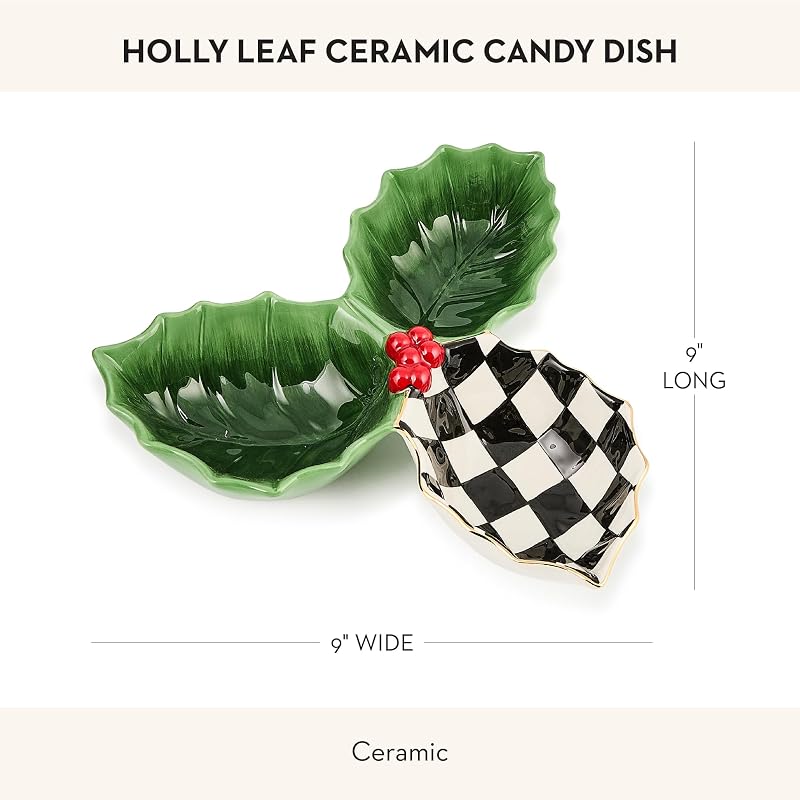 Holly Leaf Ceramic Candy Dish by Mackenzie-Childs