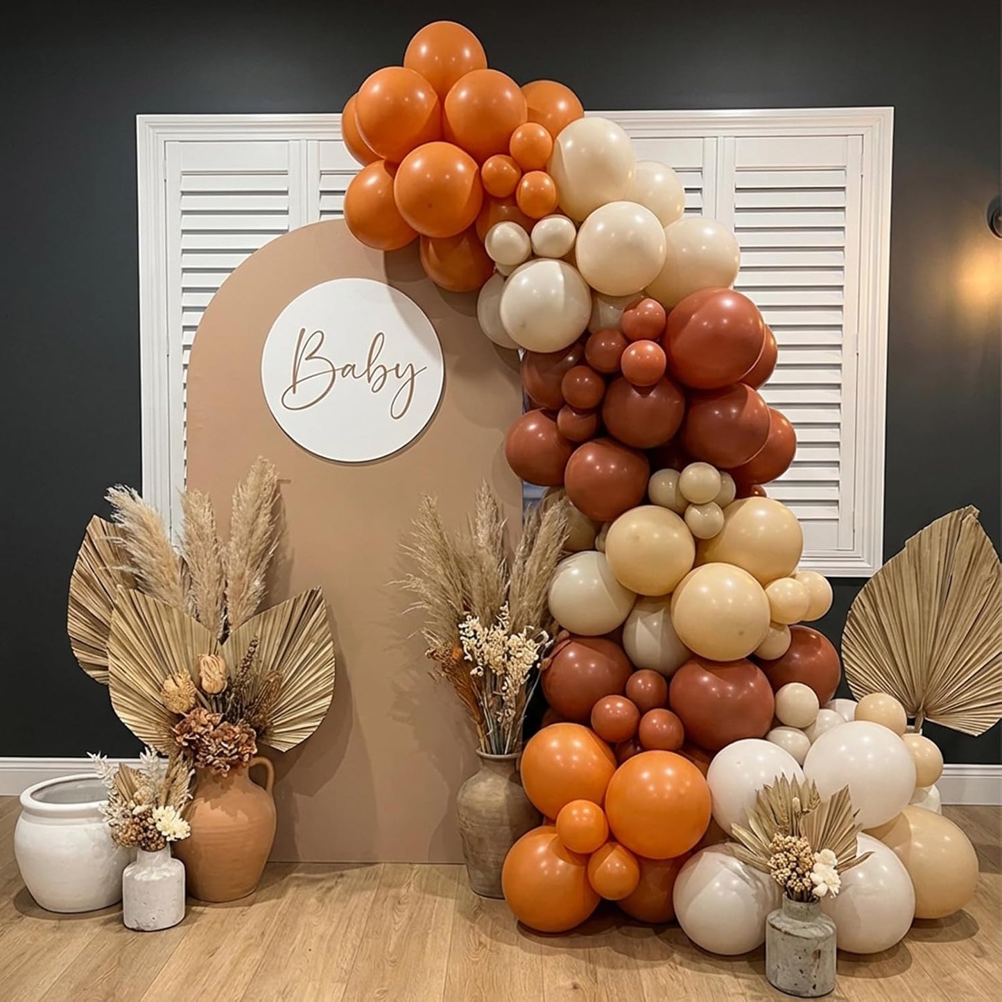 RUBFAC Burnt Orange Balloons - 129-Piece Latex Balloon Garland Kit for Fall Celebrations | 5-12 Inch Sizes