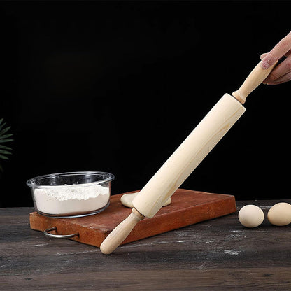 Skiennix Wooden Rolling Pin - 16.5 Inch Rotating Drum for Effortless Dough Kneading | Ideal for Bread, Pizza, Cookies, and Noodles