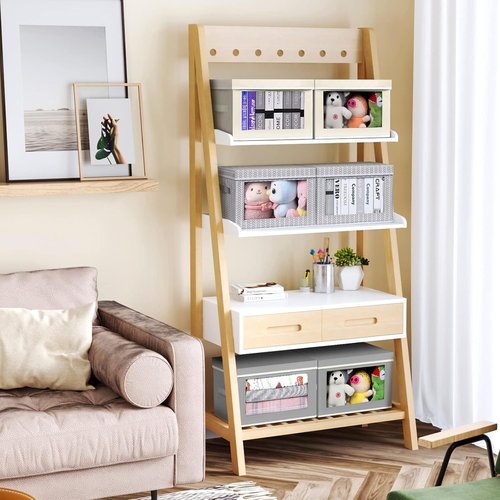 Homsorout Fabric Storage Bins - Collapsible Storage Cubes with Lids & Windows | 4-Pack, Arrow Pattern