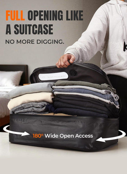 Skiennix Vacuum Bags for Travel - Reusable Compression Bags with Wireless Pump | 180° Open Zipper, IP67 Waterproof (3 Pack)