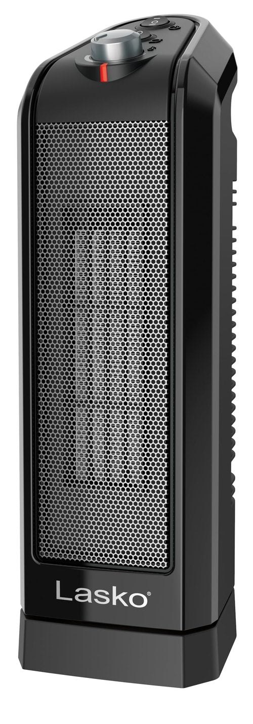 Lasko Oscillating Ceramic Tower Space Heater for Home with Overheat Protection, Adjustable Thermostat, and 2 Speeds, 15.7 Inches, Black, 1500W, CT16450