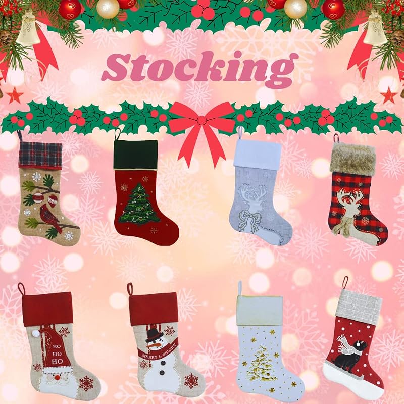 Comfy Hour Joyful Holiday Collection Stocking - Christmas Cardinal with Pine Tree