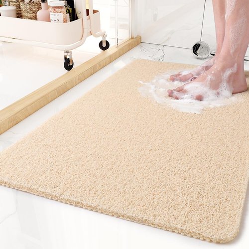 Non-Slip Bathtub Mat, 24x35 Inch, Shower Mats for Bath Tub, PVC Loofah Bathroom Mats for Wet Areas, Quick Drying