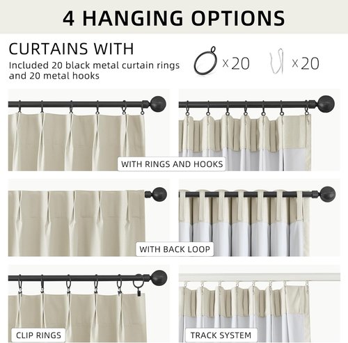 ChrisDowa Blackout Linen Curtains - 84-Inch Pinch Pleated Thermal Insulated Drapes | 2 Panels for Living Room & Bedroom