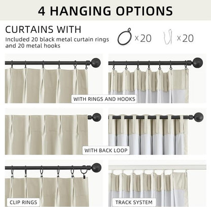 ChrisDowa Blackout Linen Curtains - 84-Inch Pinch Pleated Thermal Insulated Drapes | 2 Panels for Living Room & Bedroom