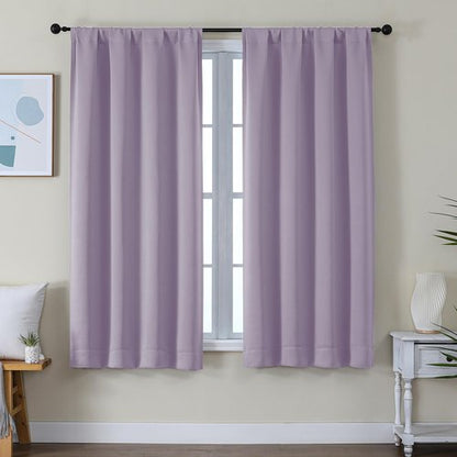 Simplebrand Ava Lilac Blackout Curtains for Bedroom 63 Inch Length 2 Panels Set, Nursery Thermal Insulated Energy Saving Rod Pocket Window Treatment Curtains Blackout Drapes, W40 x L63 Inch, Lilac
