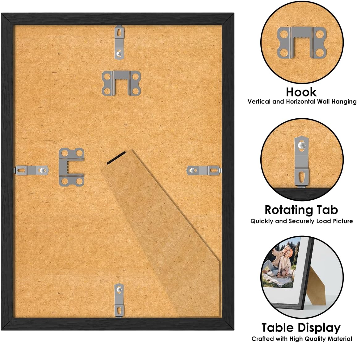 SonicPulse 8x10 Picture Frame - High Definition Plexiglass for Horizontal & Vertical Display | Black, 1 Pack