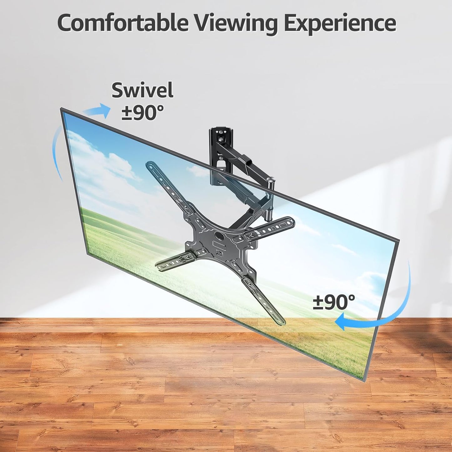 MOUNTUP Full Motion TV Wall Mount for 26-60 Inch TVs - Swivel, Tilt, Single Stud Design, Max VESA 400x400mm