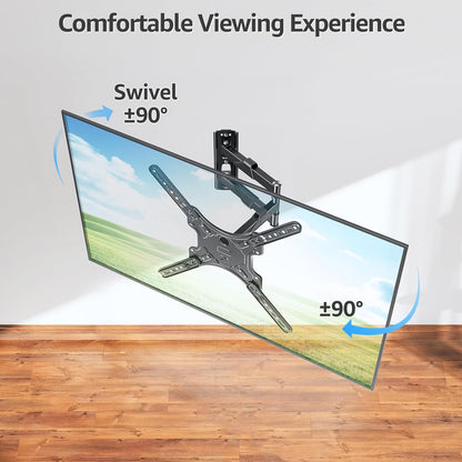 MOUNTUP Full Motion TV Wall Mount for 26-60 Inch TVs - Swivel, Tilt, Single Stud Design, Max VESA 400x400mm