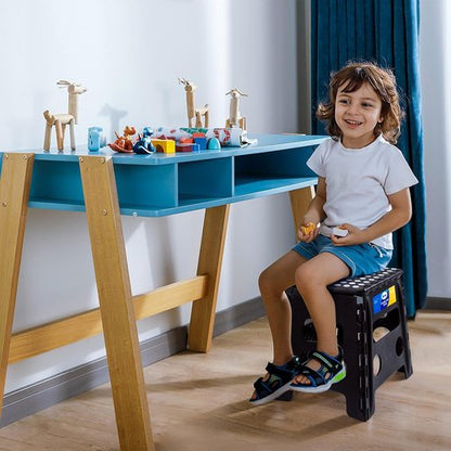 Korpai Folding Step Stool - 13-Inch Non-Slip Stool for Adults & Kids | Collapsible Design, Black