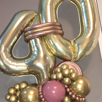 Champagne Gold Foil Balloon Number 4 - 40'' Giant Self-Inflating Helium Balloon for 4th Birthday Celebrations