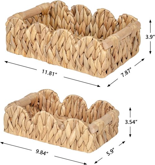 Kriitools Wicker Rattan Baskets - Handwoven Storage Baskets for Home Decor | Set of 2, Natural Finish