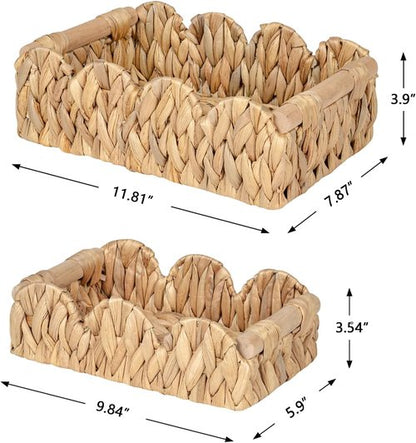 Kriitools Wicker Rattan Baskets - Handwoven Storage Baskets for Home Decor | Set of 2, Natural Finish