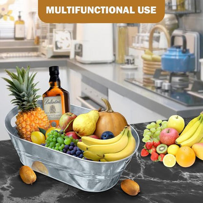 4 PCS 3 Gallon Galvanized Tub Champagne Bucket with Carry Beer Drink Storage Cooler Metal Beverage Ice Tub Galvanized Ice Buckets for Parties and Cocktail Bar Mimosa Supplies, 15.8 X 9 X 6.2 Inches