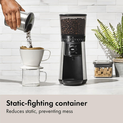 OXO Brew Conical Burr Coffee Grinder - One-Touch Automatic Grind with Stainless Steel Burrs - Silver Finish