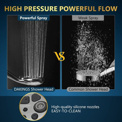 DAKINGS 6 Spray Modes High Pressure Handheld Showerhead Set Upgraded 5 Inches Shower Head with Handheld Spray Premium Chrome Handheld Shower Head 60 Inches Stainless Steel Hose-1-Min Install