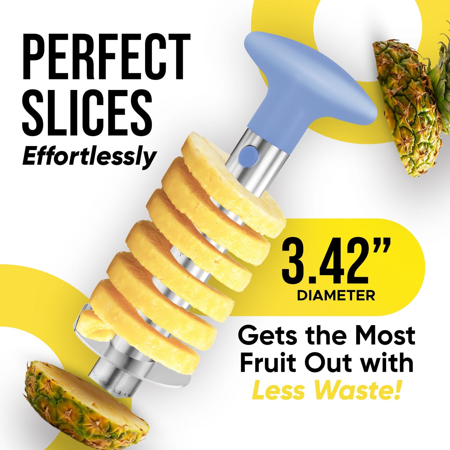 Pineapple Corer and Slicer with Triple Reinforced Stainless Steel with Thicker Blade - Easy-to-Use Pineapple Corer & Pineapple Cutter - Pineapple Slicer and Corer Tool for Easy Core Removal by Zulay