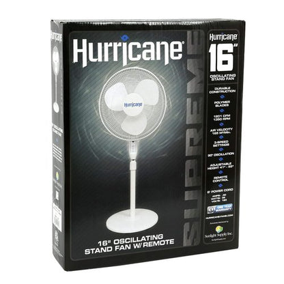 Hurricane Oscillating Pedestal Stand Fan for Home & Bedroom, 16" Supreme, White - Portable Standing Electric Fan for Indoor & Outdoor Cooling