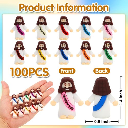 Little Jesus Figures by [Brand Name] - Mini Jesus Figurines for Crafts | 100 Pcs in 10 Colors