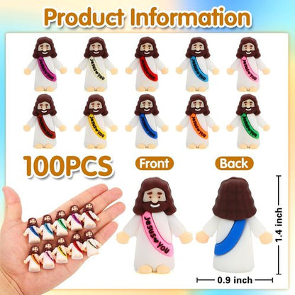 Little Jesus Figures by [Brand Name] - Mini Jesus Figurines for Crafts | 100 Pcs in 10 Colors