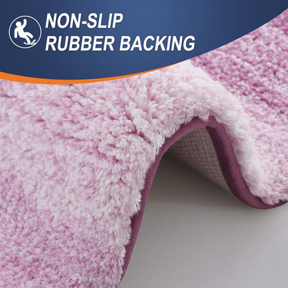 OLANLY Bathroom Runner Rugs - Extra Soft Microfiber Bath Mats | 54x24, Quick Dry, Rubber Backing, Pinkish-Purple