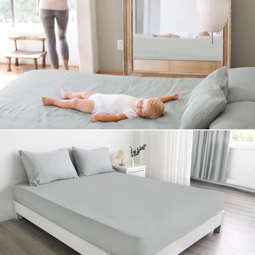 Magik & Kover Twin Mattress Protector - Waterproof Fitted Cover 2 Pack | Machine Washable, Grey