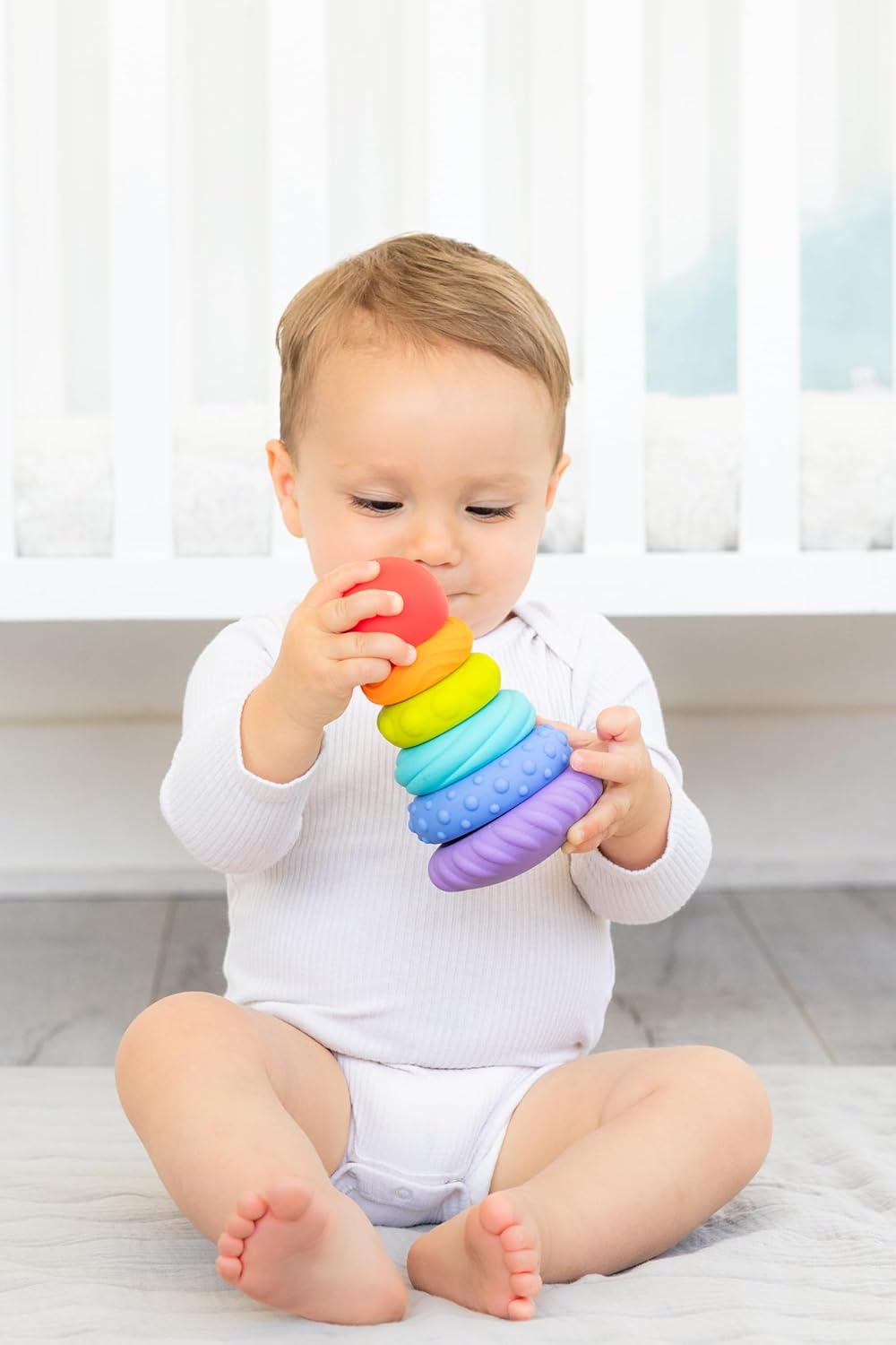 Ubbi Baby Teether Totter - Multi-Textured Food-Grade Silicone Teething Toy | 6-Piece Set for Early Development