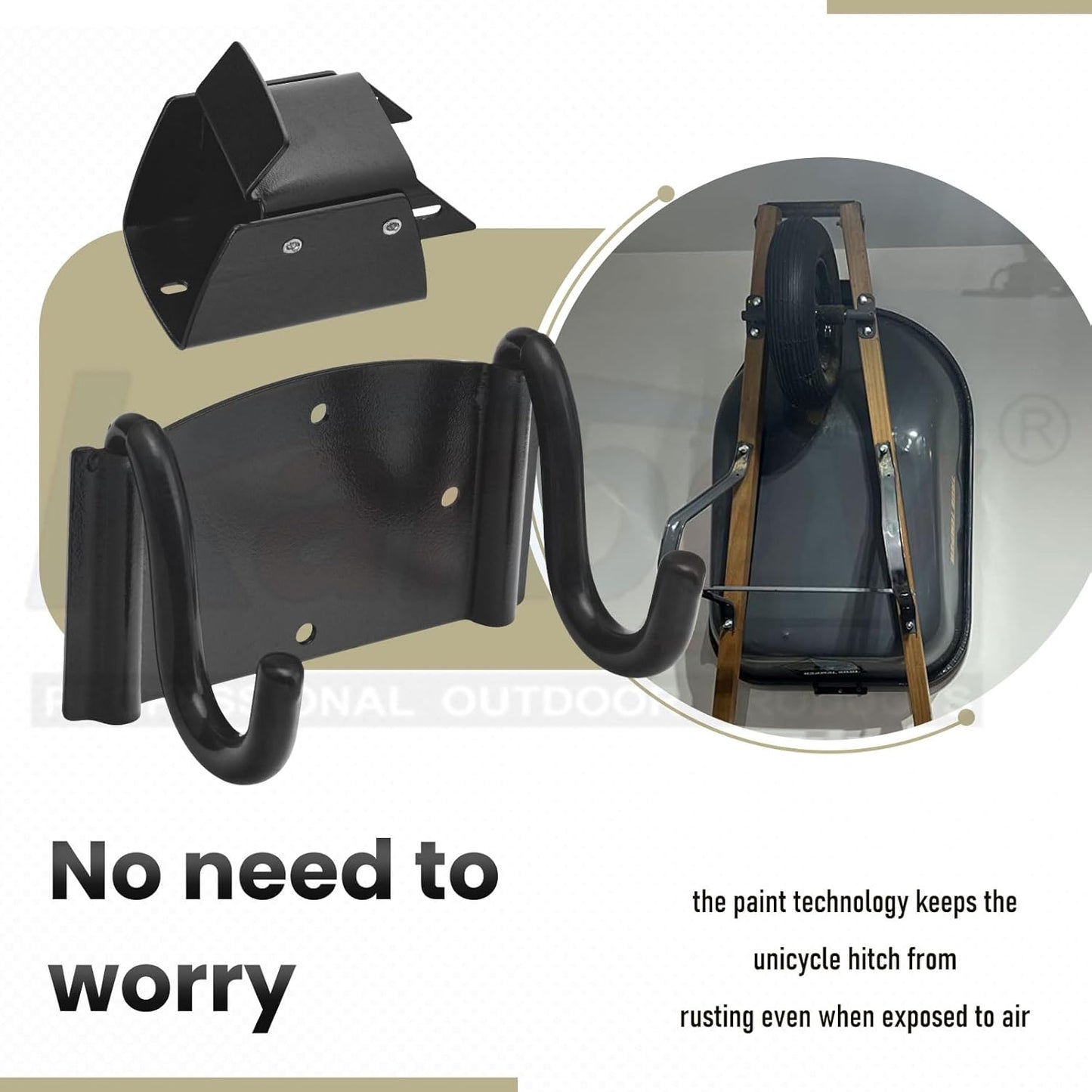 Wheelbarrow Storage Bracket - Heavy Duty 90 lbs Capacity Hook with Spring Loaded Safety Latch