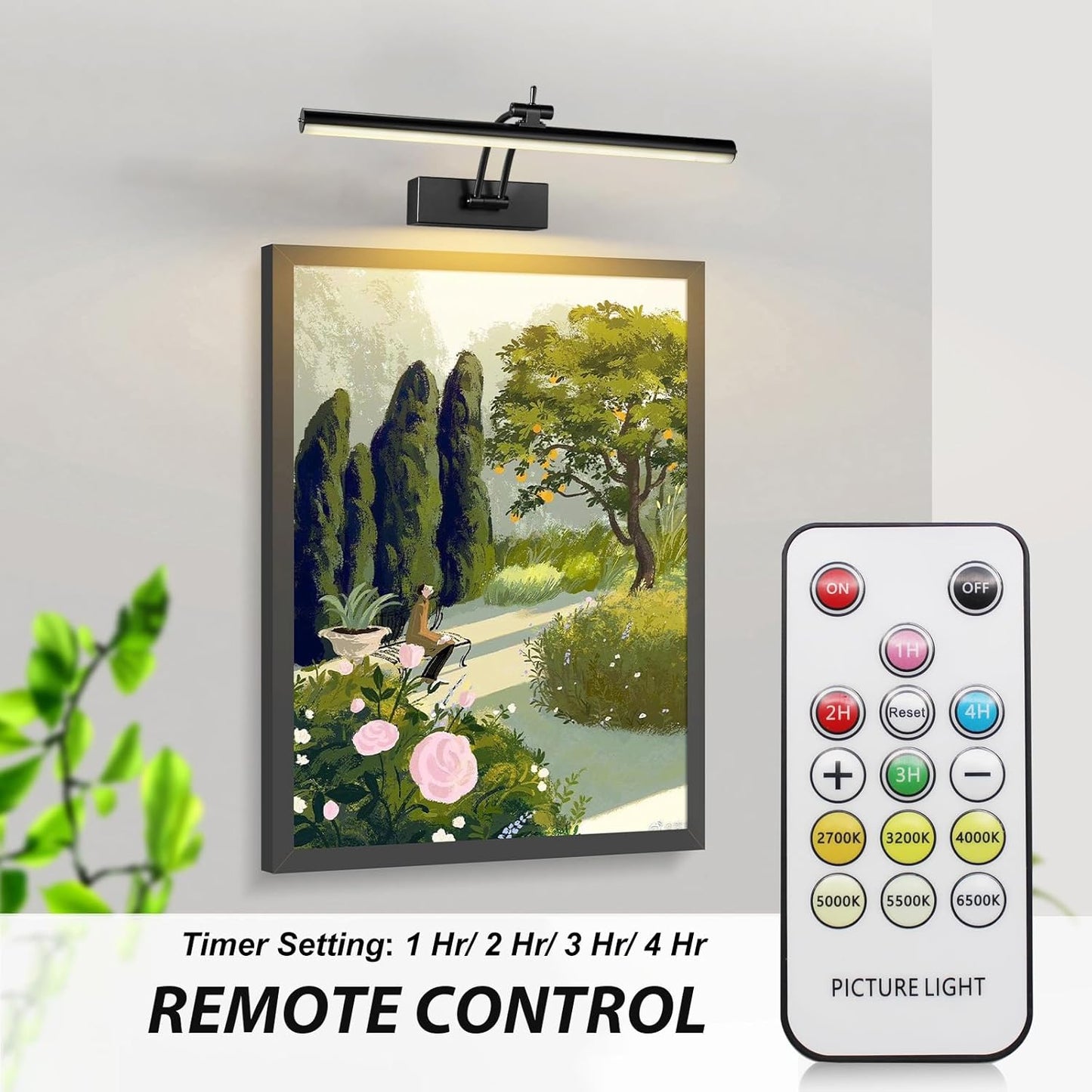 Yuichoy Picture Lights - 12 Inch Wireless Battery Operated Art Lighting | Dimmable, Remote Control, 6 Colors