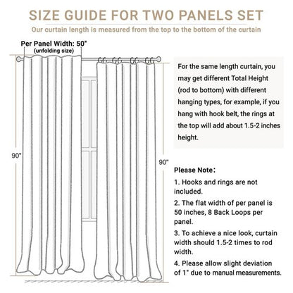 100% Blackout Shield Linen Blackout Curtains for Bedroom 90 Inches Long, Back Tab/Rod Pocket Living Room Drapes, Thermal Insulated Blackout Curtains 2 Panels Set, 50" W x 90" L,Cream
