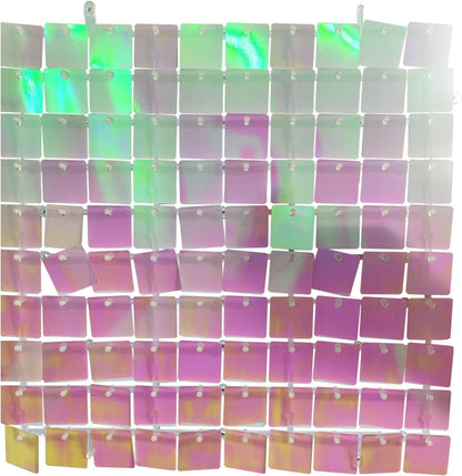 Skiennix 24Pcs Rainbow-Pink Shimmer Wall Backdrop - 12x12 Inch Shiny Sequin Panels for Parties