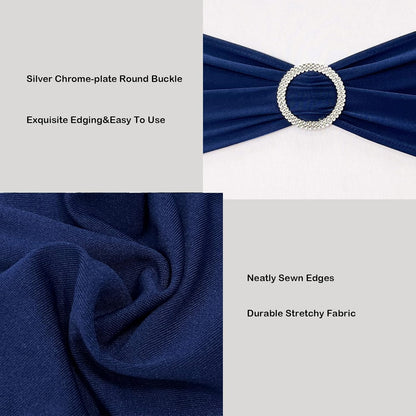Spandex Chair Sashes by [Brand Name] - 50PCS Stretch Chair Ties with Buckle Slider for Navy Blue Wedding Decor