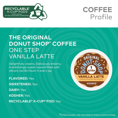 Original Donut Shop Vanilla Latte K-Cup Pods - Flavored Coffee, 20 Count | Single-Serve Convenience