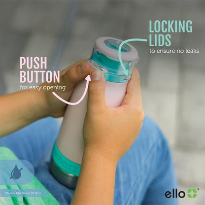 Ello Emma 14oz Vacuum Insulated Kids Water Bottle - Straw, Leak-Proof Lid & Carrying Handle