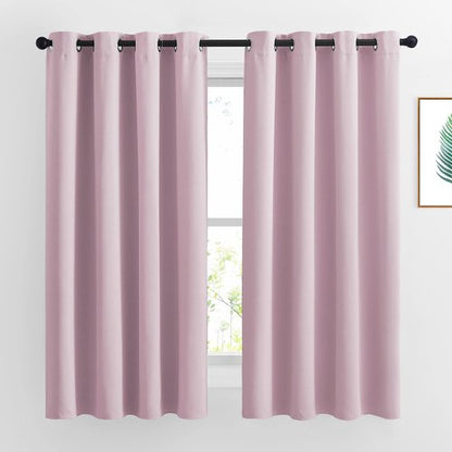 NICETOWN Room Darkening Baby Pink Curtains 63 inch Length - Window Treatment Energy Saving Room Darkening Solid Grommet Vtical Drapes for Living Room (1 Pair, 46 by 63-Inch)