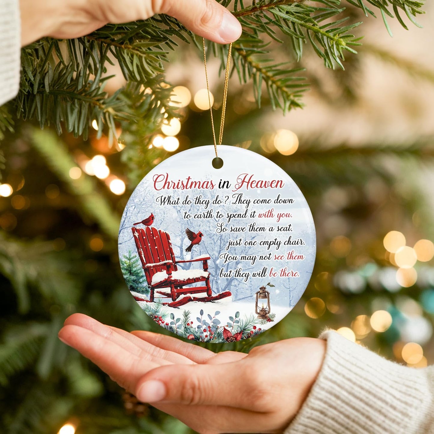 ZAGKOO Christmas In Heaven Cardinal Ornament - Memorial Gift for Loved Ones - Red Sympathy Decoration