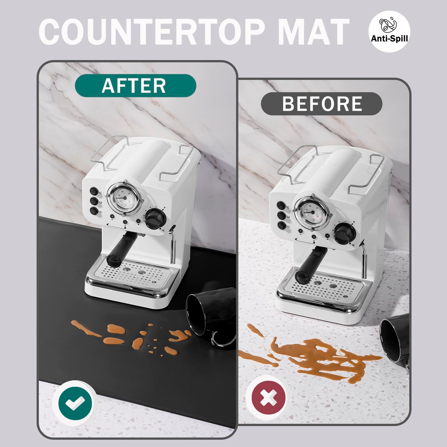 SAPID 32"x24" Extra Large Silicone Mat With Raised Edge, Rolled-Up Silicone Mats For Kitchen Counter Heat Resistant Silicone Mat With Lip, Thick Countertop Protector Mat,Silicone Mats For Crafts,Black