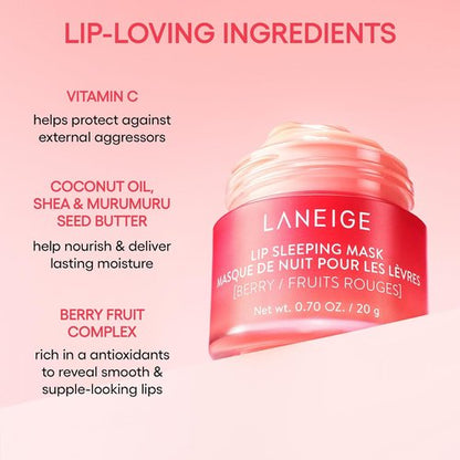 LANEIGE Lip Sleeping Mask - Nourishing Hydration with Vitamin C & Shea Butter for Soft, Smooth Lips