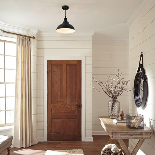 ALAISLYC 1 Pack Farmhouse Pendant Light Black Pendant Lighting for Kitchen Island Industrial Hanging Barn Light Pendant Lighting Over Island Sink Light Fixtures