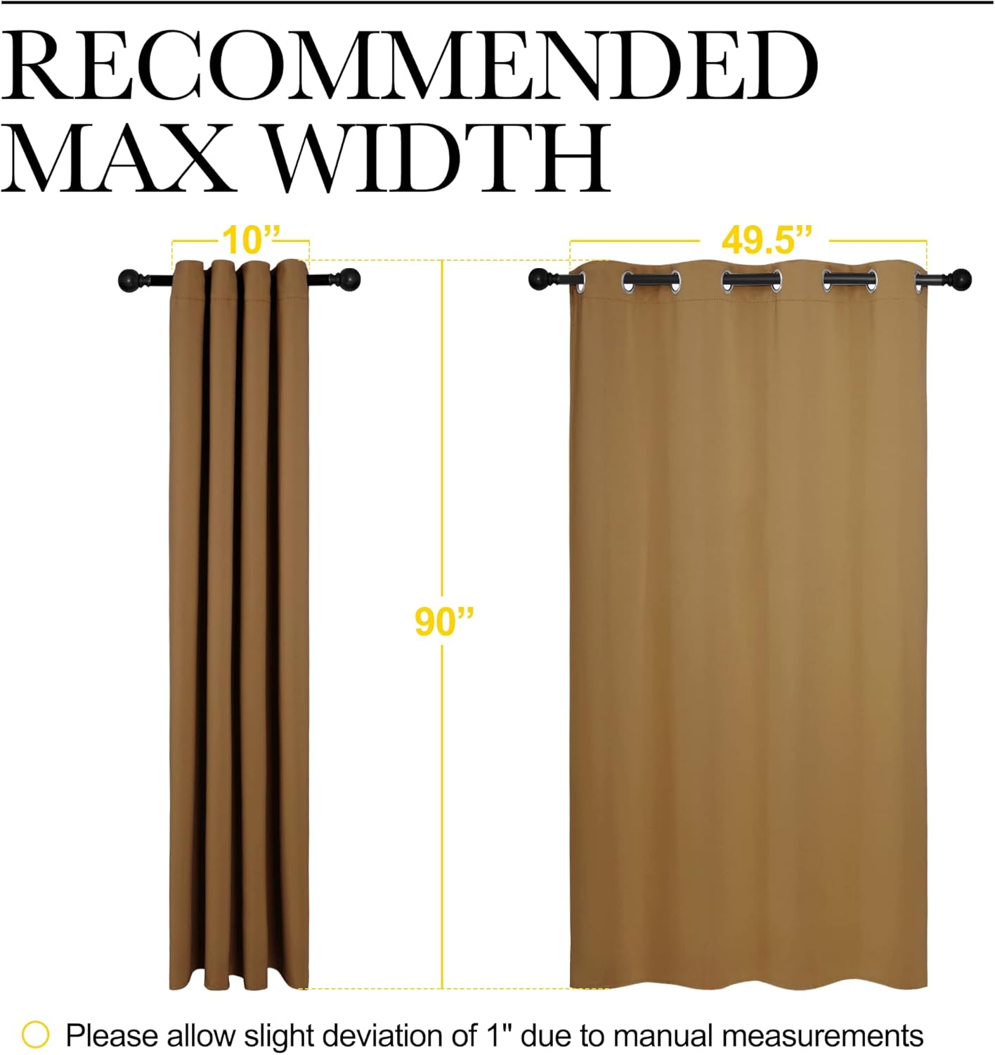 NICETOWN Blackout Curtains - Noise Reducing & Draft Blocking | 90-Inch Length, 2 Panels, Gold Brown