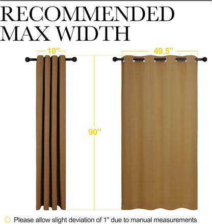 NICETOWN Blackout Curtains - Noise Reducing & Draft Blocking | 90-Inch Length, 2 Panels, Gold Brown