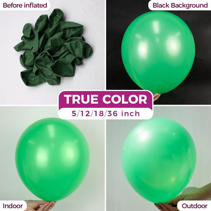 Bezente Green Balloons - 100 Pack 12-Inch Round Latex Helium Balloons for Jungle Themed Parties
