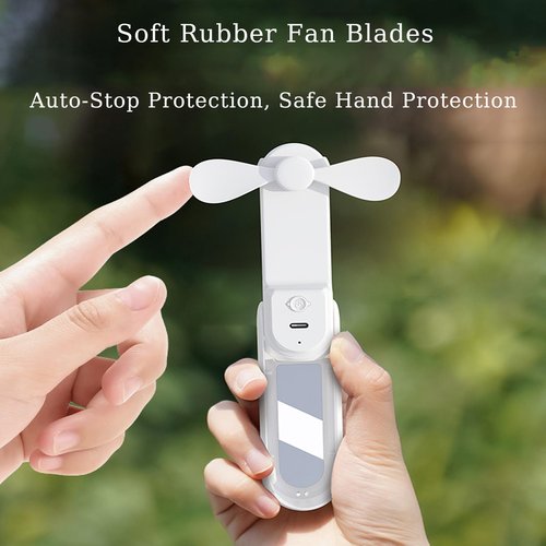 BomCot Mini Portable Handheld Fan, 3-in-1 Foldable Fan 3-Speed Levels USB Rechargeable Desktop Fans, Small Pocket Fans for Travel/Office/Home
