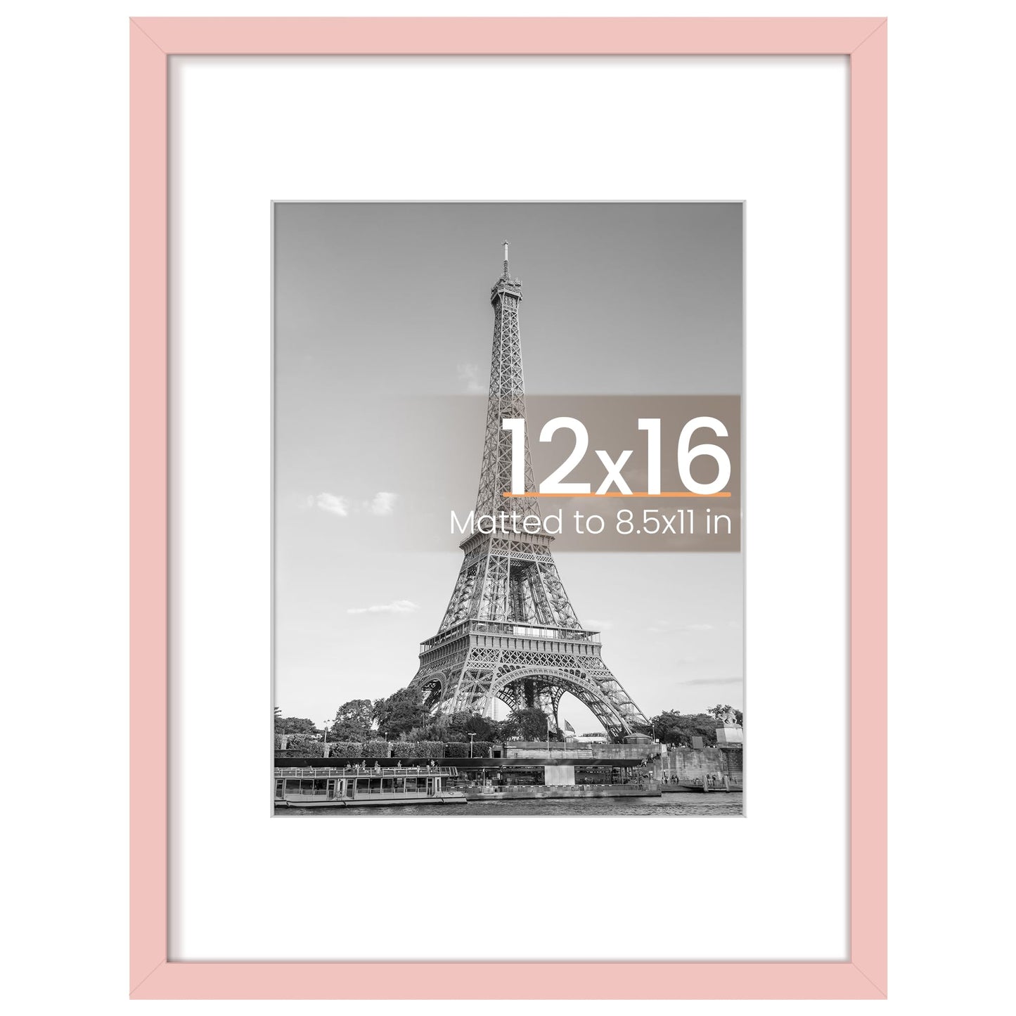 upsimples 12x16 Picture Frame, Display Pictures 8.5x11 with Mat or 12 x 16 Without, Wall Hanging Poster Frames, Pink, 1 Pack