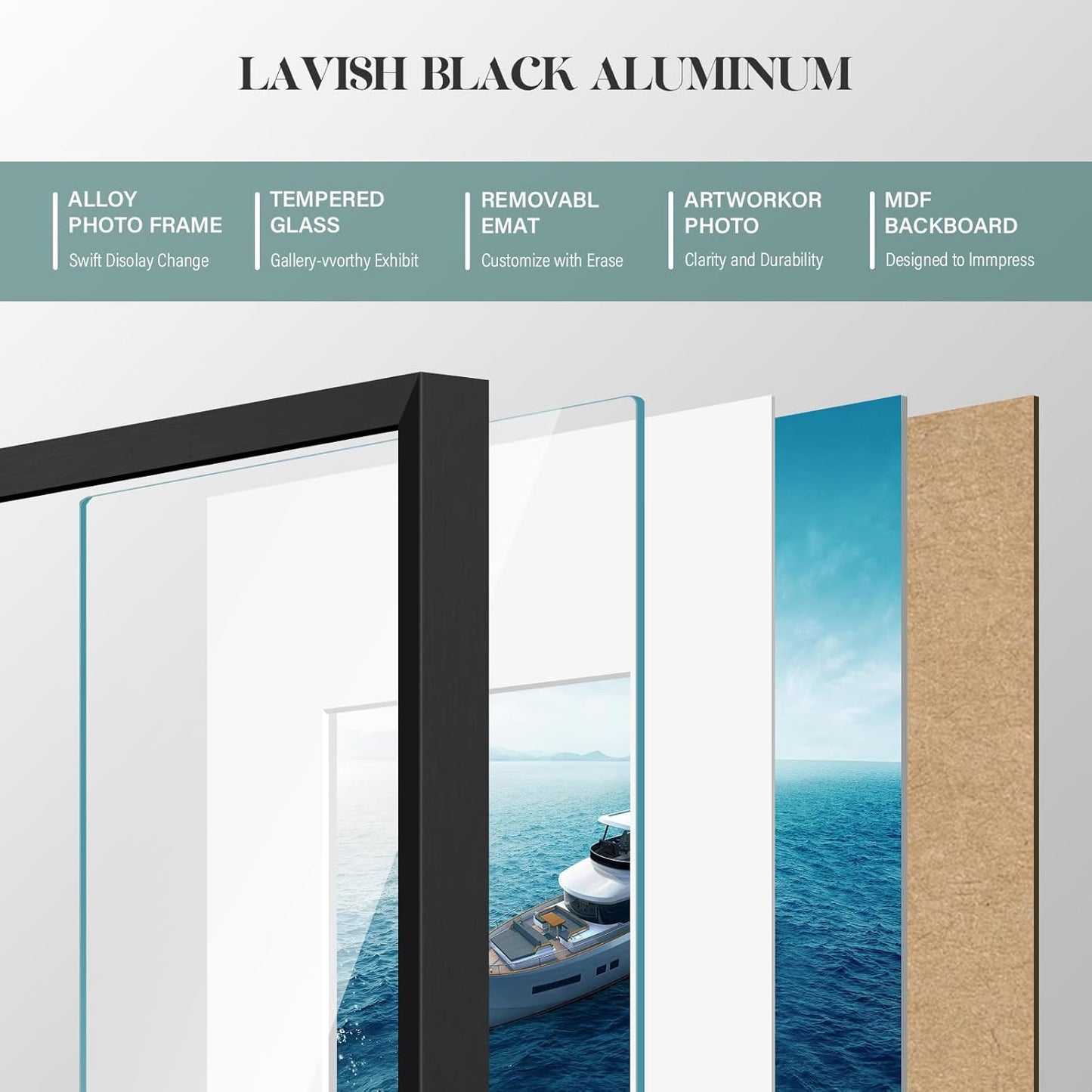 VCK 8x10 Picture Frame - High-End Aluminum Metal with Tempered Glass | Displays 5x7 or 8x10 Photos