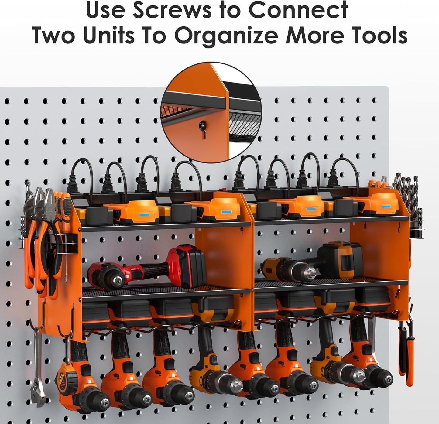 CCCEI Modular Power Tool Organizer - Wall Mount Charging Station & Heavy-Duty Drill Storage Shelf | Orange, 1 Pack