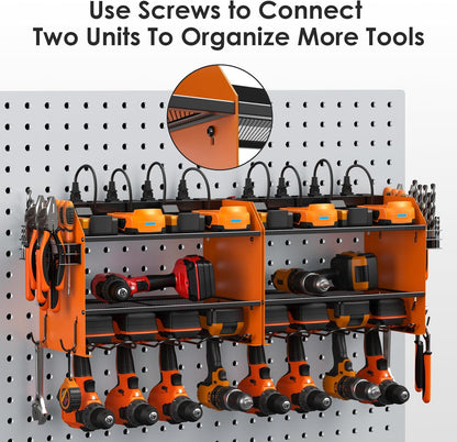 CCCEI Modular Power Tool Organizer - Wall Mount Charging Station & Heavy-Duty Drill Storage Shelf | Orange, 1 Pack
