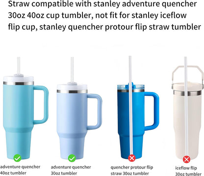 Stanley Replacement Straws - Extra Long 12-Inch Reusable Plastic Straws for 40 oz & 30 oz Tumblers | 6-Pack Clear